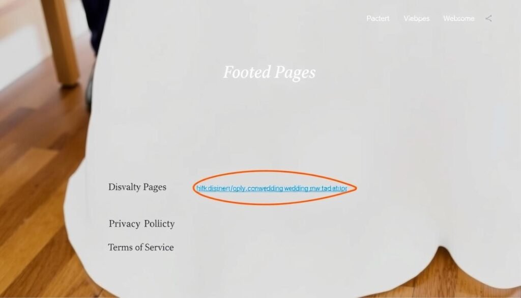 Wedding venue website footer showing disclaimer link