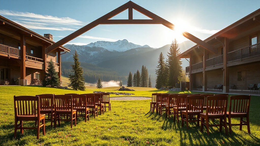 alpine lodge meadow wedding