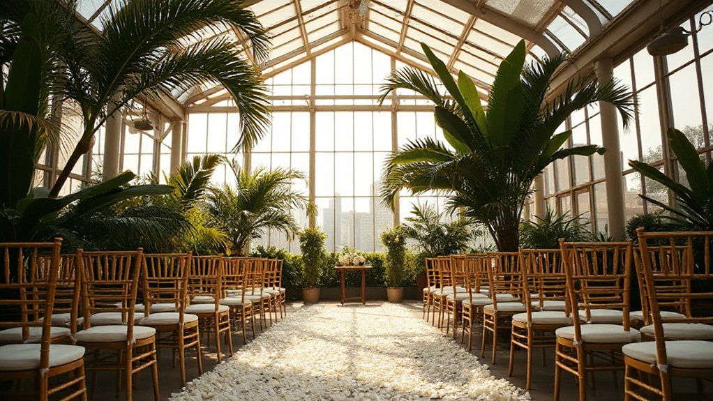chicago glasshouse tropical wedding
