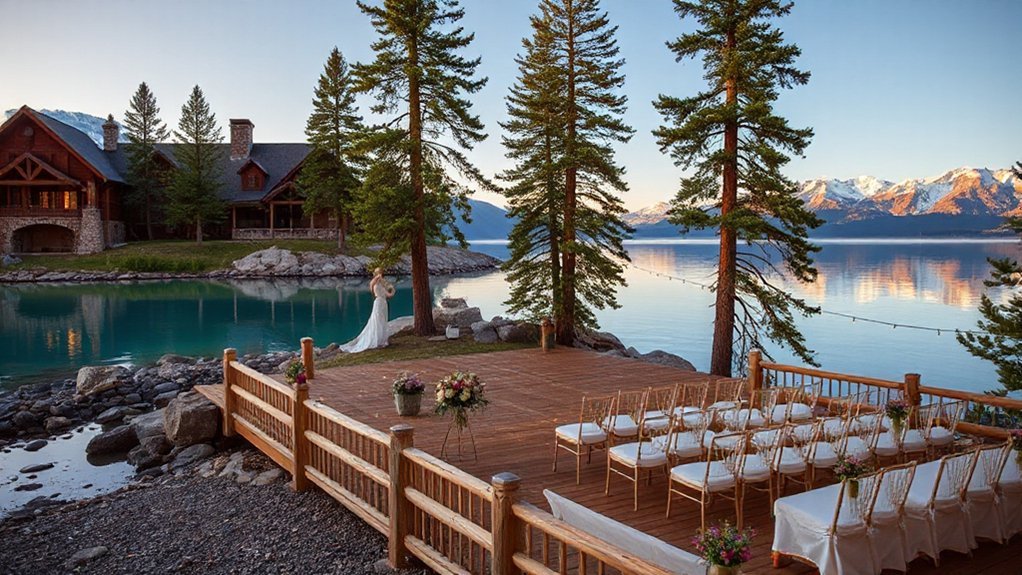 glassy shoreline alpine lodge