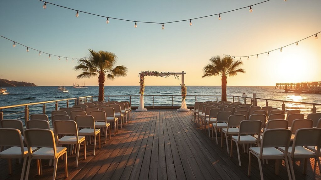 20 Stunning Outdoor Wedding Venues Near Me (With Photos & Reviews) harborfront nautical sunset ceremony