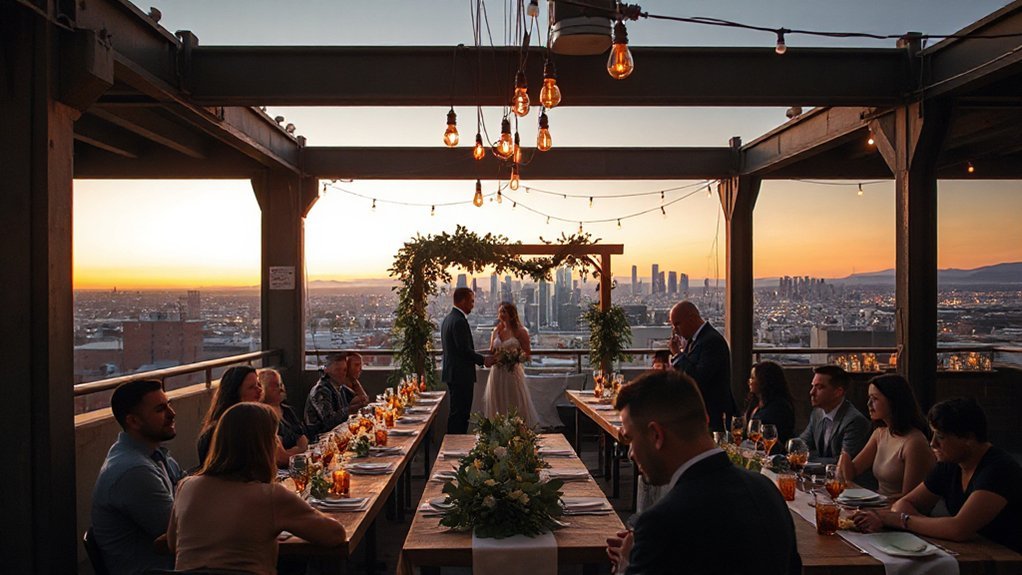 20 Stunning Outdoor Wedding Venues Near Me (With Photos & Reviews) industrial rooftop skyline wedding