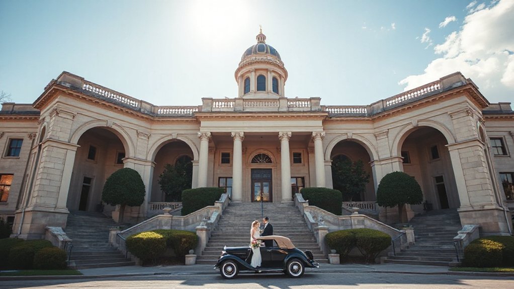 marble courthouse wedding backdrop