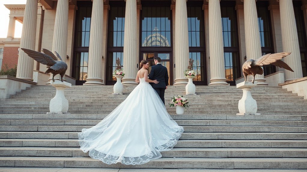 Top 10 Wedding Venues in Kansas City - Photographer's Choice neoclassical steps and shuttlecocks