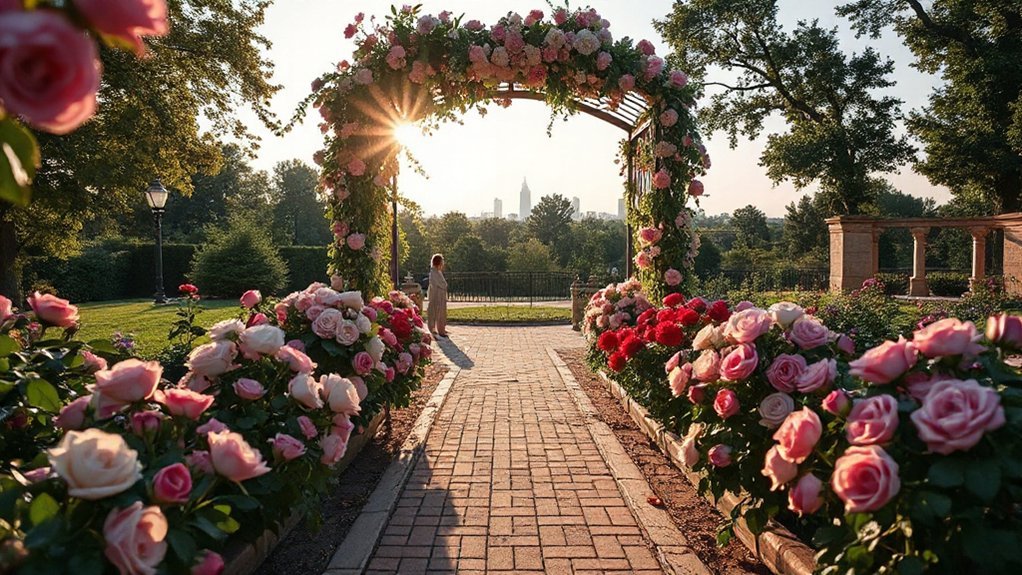 10 Iconic Kansas City Outdoor Wedding Venues - Scenic Beauty pergola fountain roses portraits