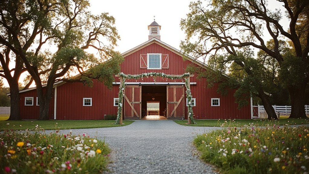 restored red barn wedding