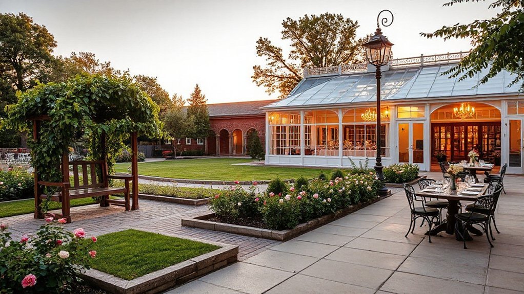 rose garden lily pool