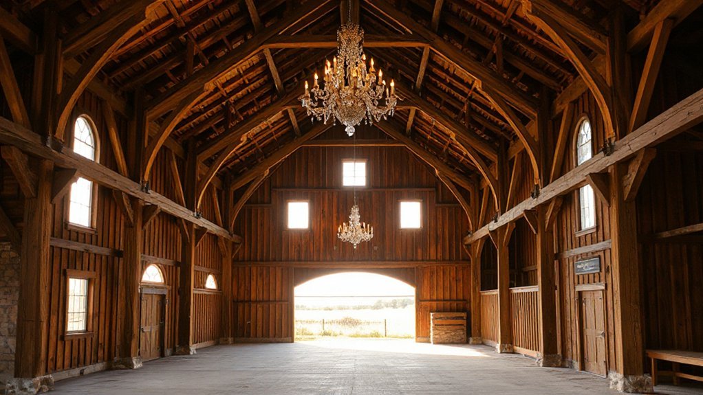 Tobacco Barn Farm - Kansas City's Premier Barn Wedding Venue scarred hand hewn oak beams