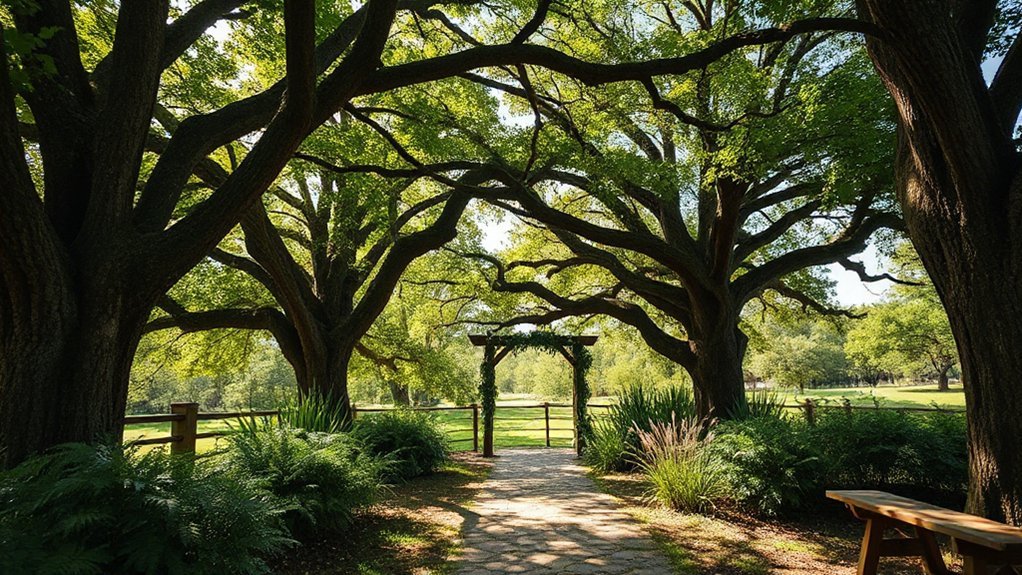 shaded arboretum with blooms