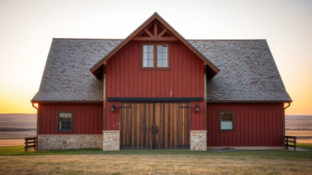 sturdy limestone timber framed farmhouse