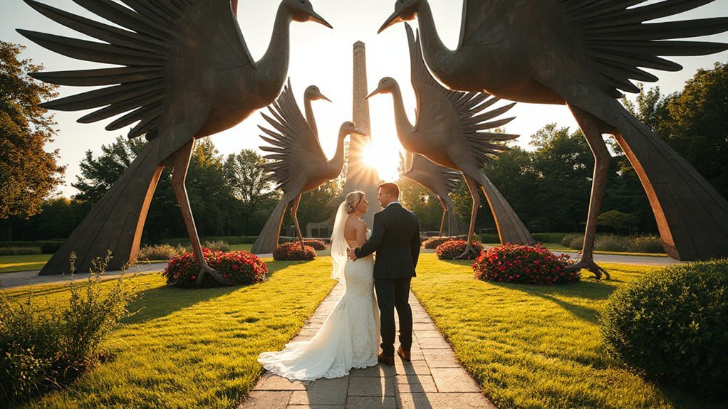 10 Iconic Kansas City Outdoor Wedding Venues - Scenic Beauty sunset over shuttlecock studded lawn