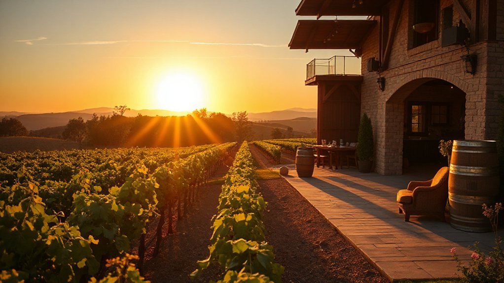 sunset vineyard tasting vows