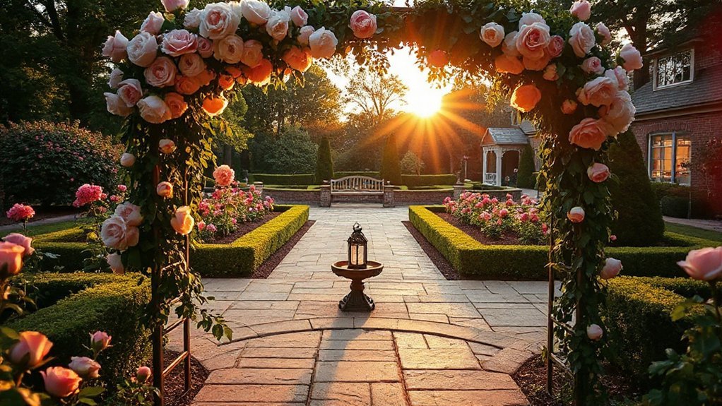 vine draped koi pond wedding
