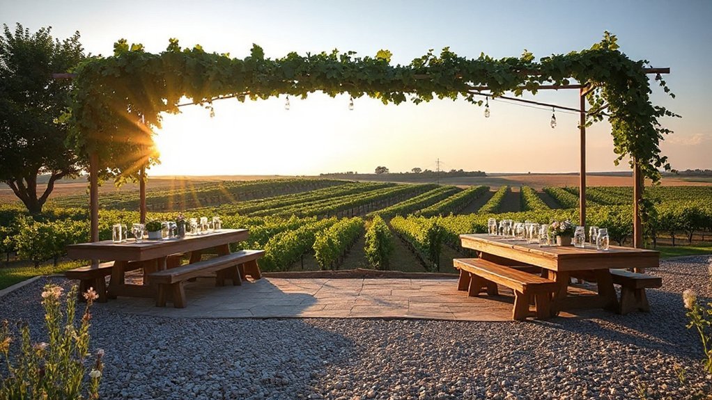 vineyard terrace sunset vows