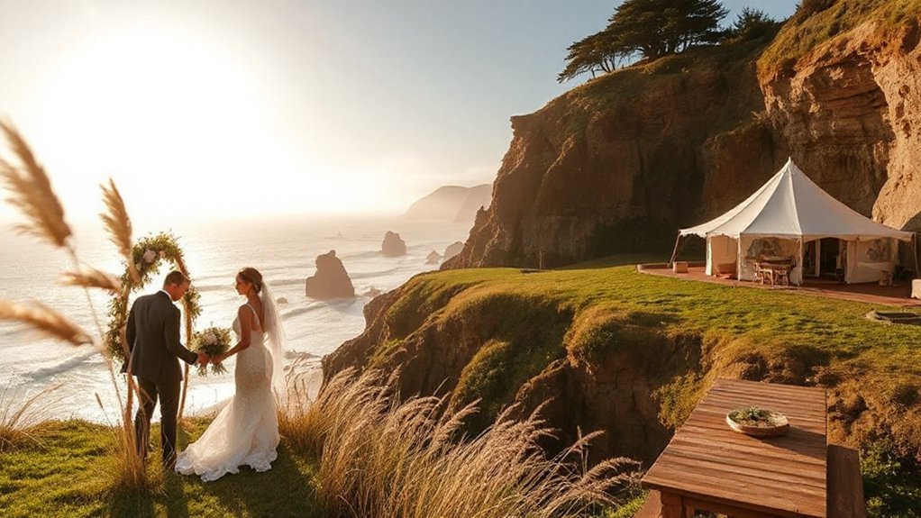 wind swept cliffside wedding logistics