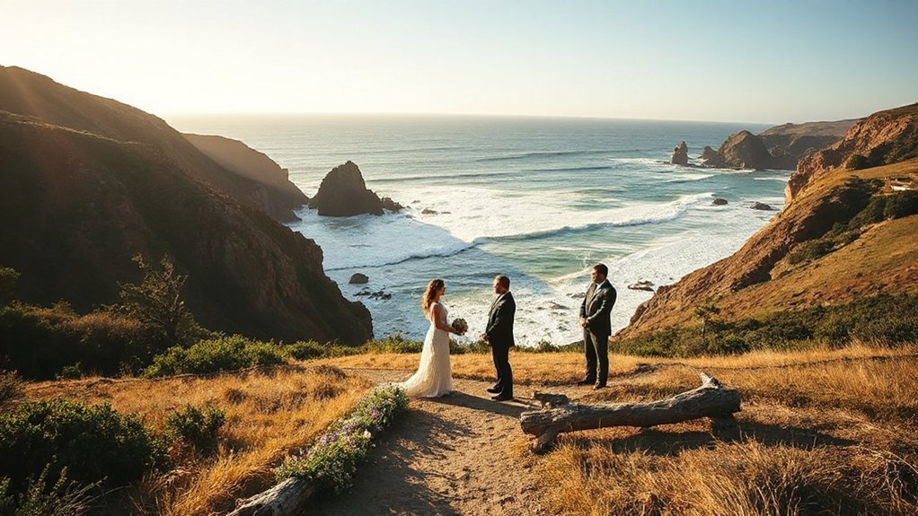 windy clifftop tidepool elopement